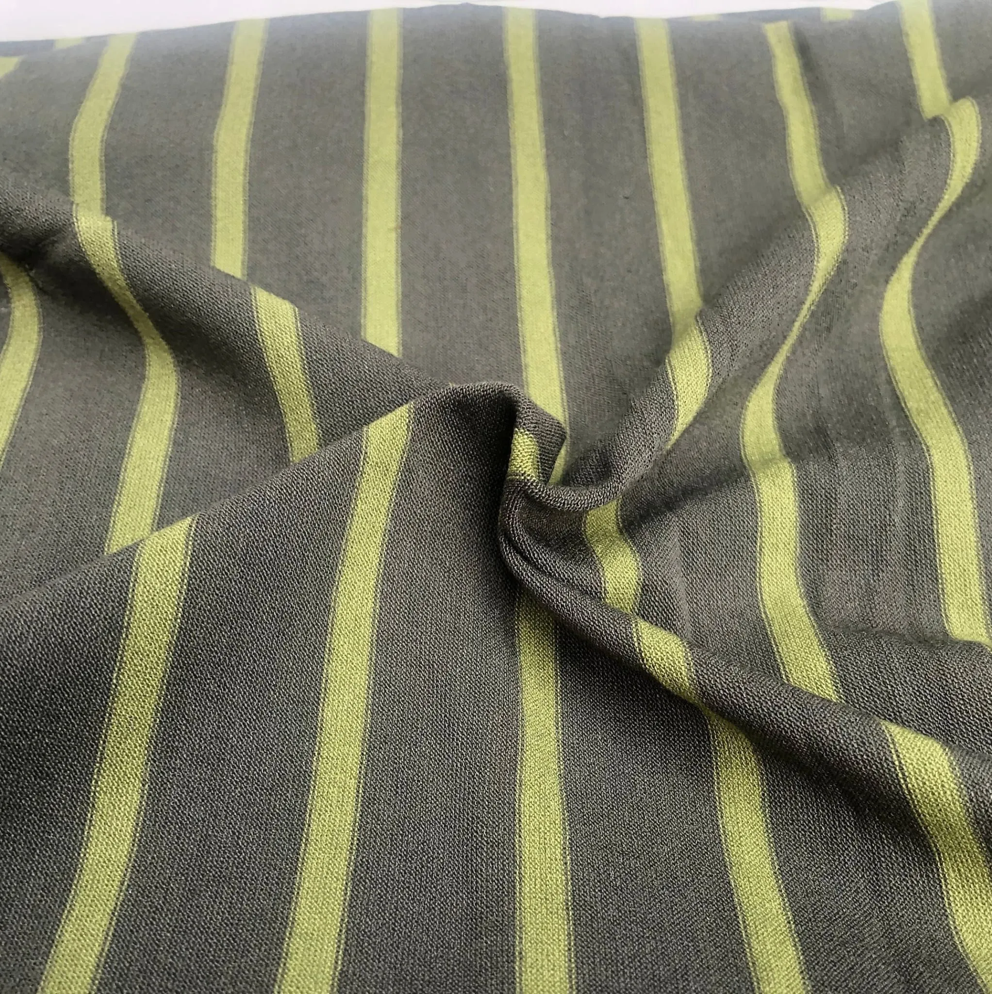 66" Green Striped Bamboo Spandex Lycra Stretch Yarn Dyed Knit Fabric By the Yard