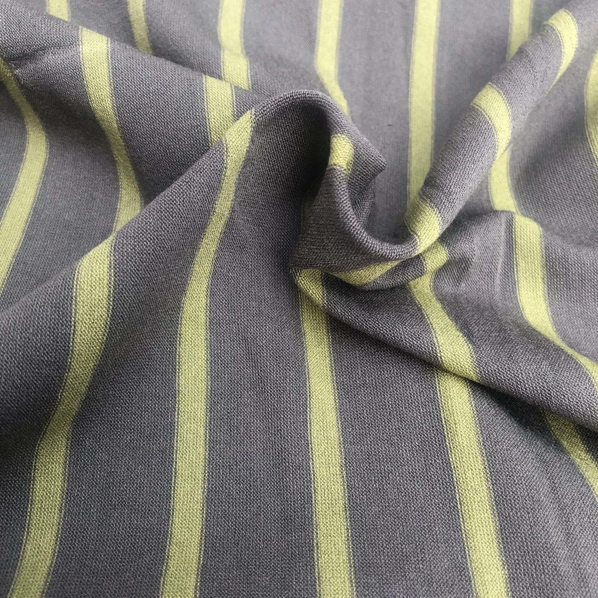 66" Green Striped Bamboo Spandex Lycra Stretch Yarn Dyed Knit Fabric By the Yard