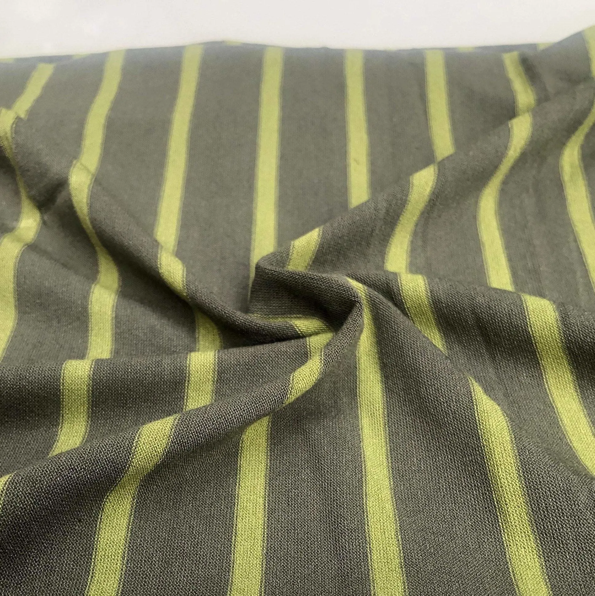 66" Green Striped Bamboo Spandex Lycra Stretch Yarn Dyed Knit Fabric By the Yard