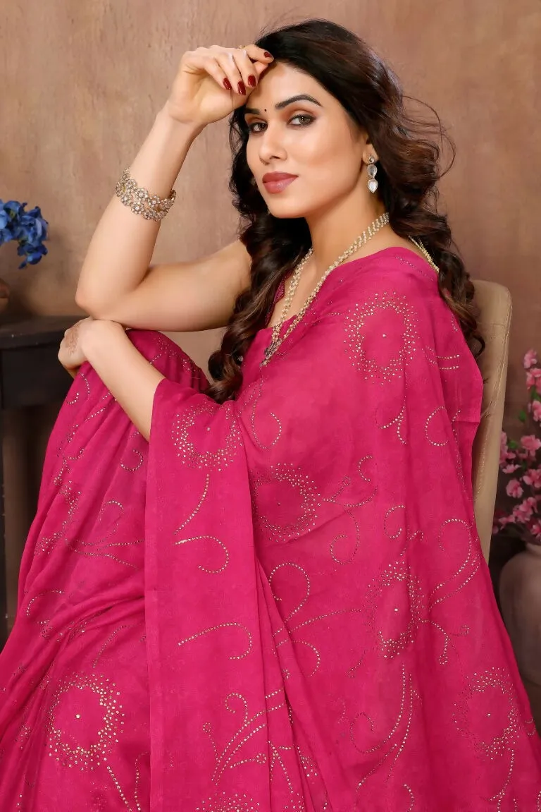 Aafreen Partywear Designer Pink Rangoli Silk Fancy Saree