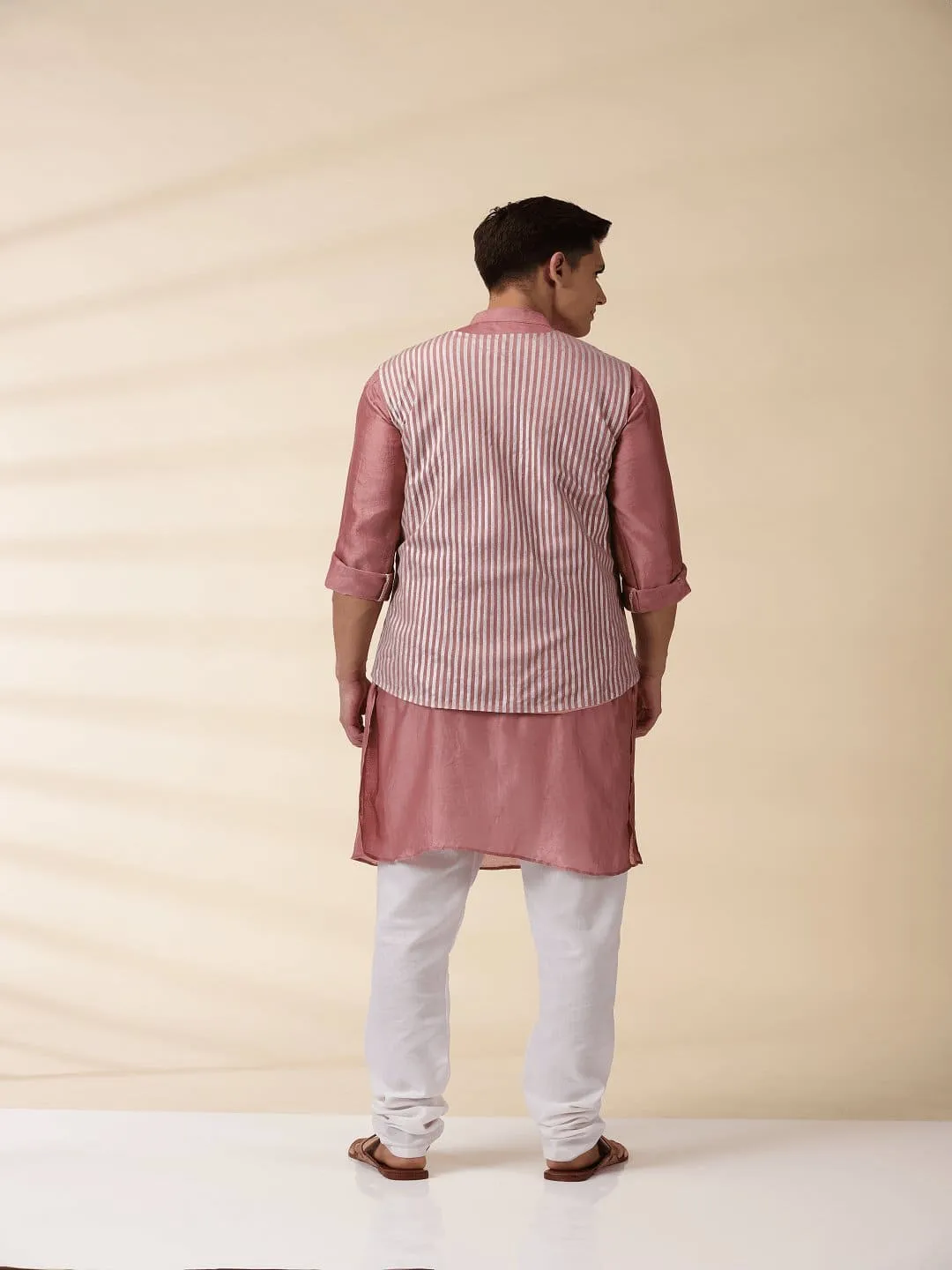Blush Pink Chanderi Jacket & Kurta Set