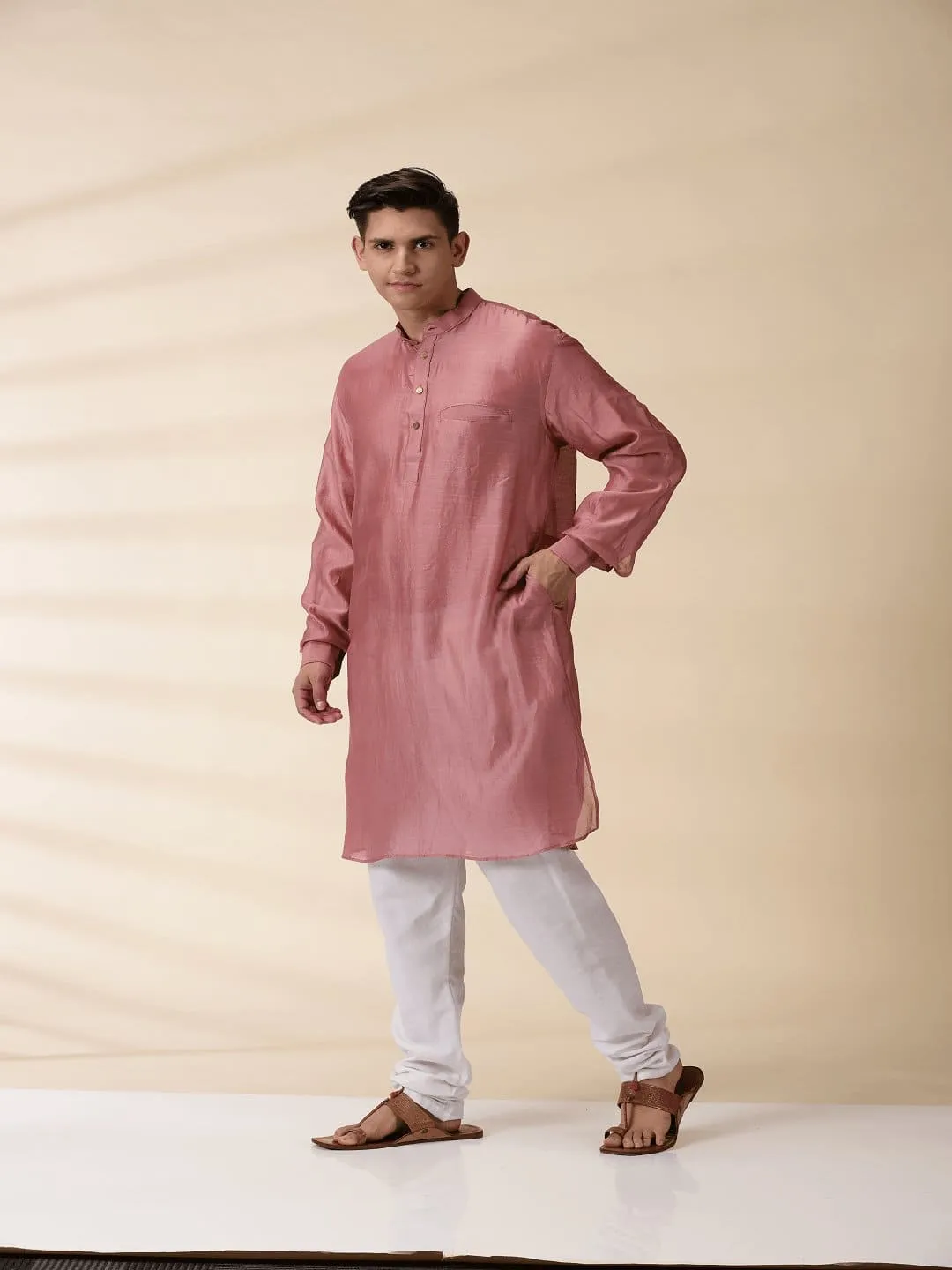 Blush Pink Chanderi Jacket & Kurta Set
