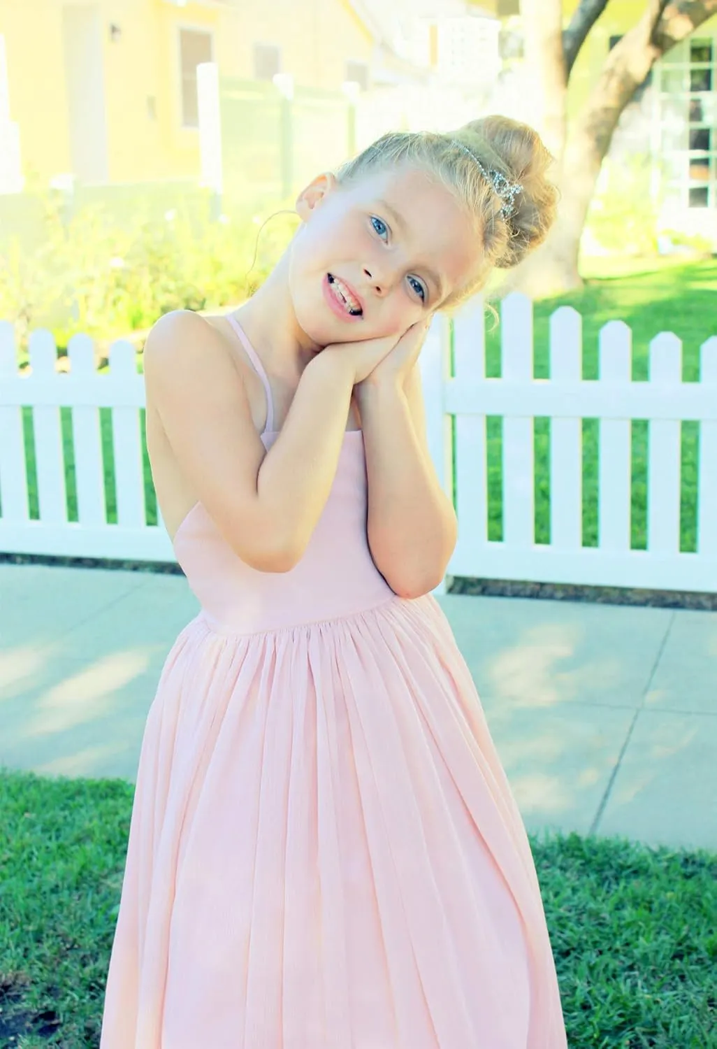 Criss Cross Chiffon Formal Flower Girl Dresses Junior Bridesmaid Dress Reception Dress