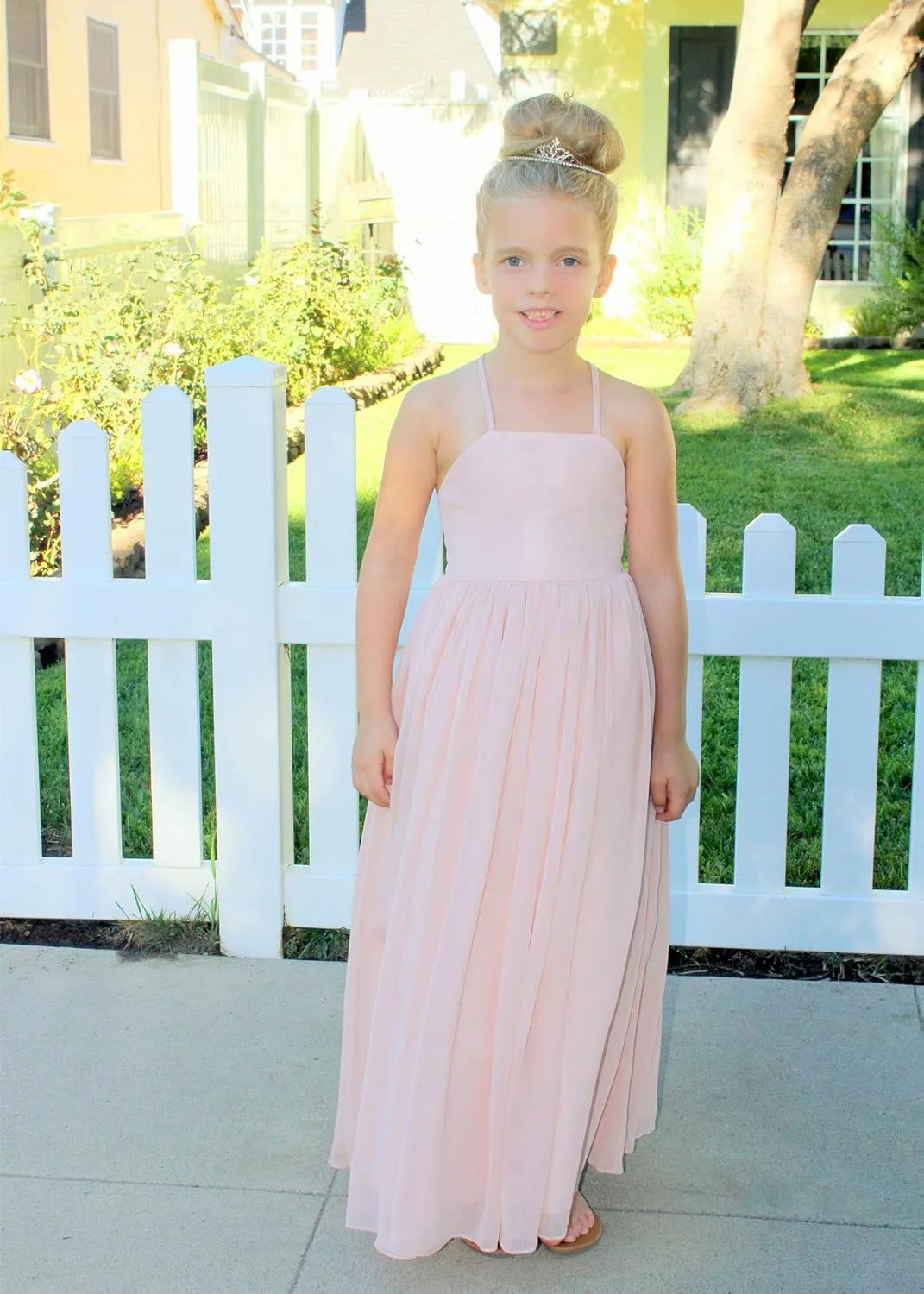 Criss Cross Chiffon Formal Flower Girl Dresses Junior Bridesmaid Dress Reception Dress