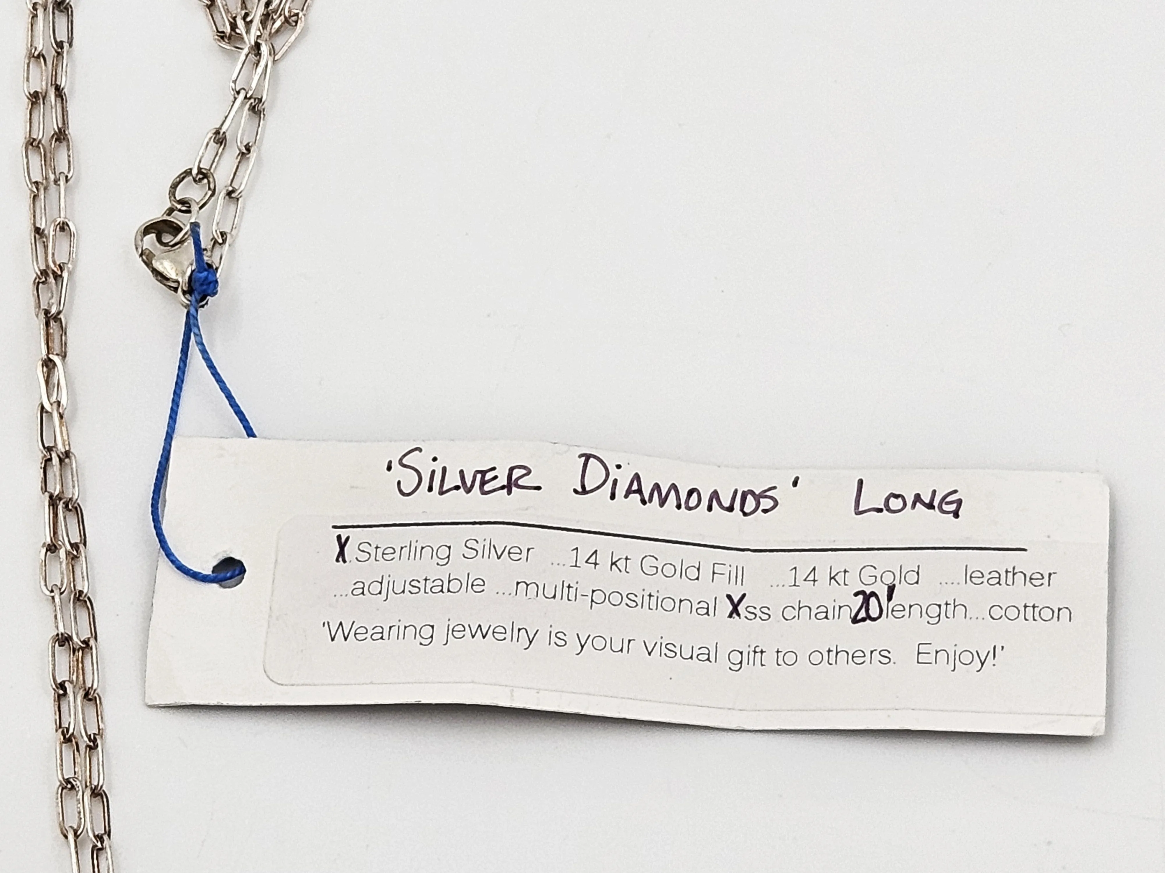 Designer Susan Fischer Hayes "Silver Diamonds" Sterling Kinetic Necklace NWT