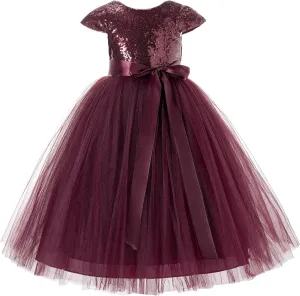ekidsbridal Cap Sleeves Sequin Flower Girl Dress Photoshoot Dresses for Toddler Girl 211