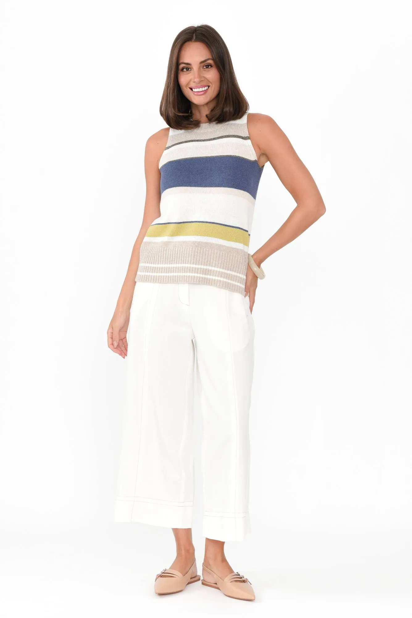 Estel Blue Splice Knit Tank