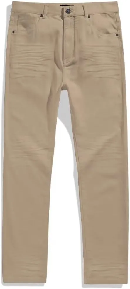 ETHANOL Mens Comfy Stretch Slim Fit Straight Casual Pants with 5 Pockets Design Pants