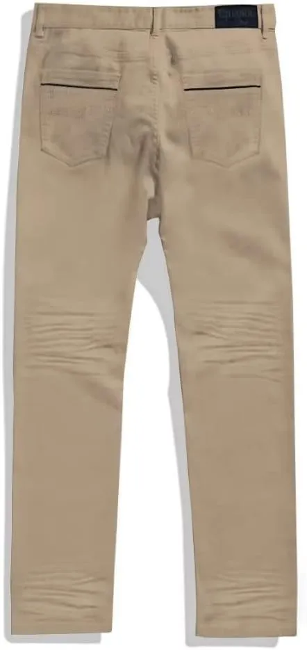 ETHANOL Mens Comfy Stretch Slim Fit Straight Casual Pants with 5 Pockets Design Pants
