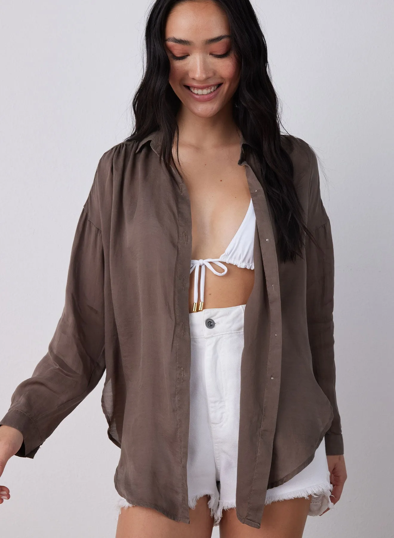 Flowy Beach Shirt - Sierra Brown