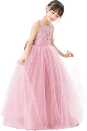 Illusion Lace Flower Girl Dresses for Pageant Occasions Junior Bridesmaid 331