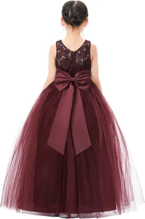 Illusion Lace Flower Girl Dresses for Pageant Occasions Junior Bridesmaid 331