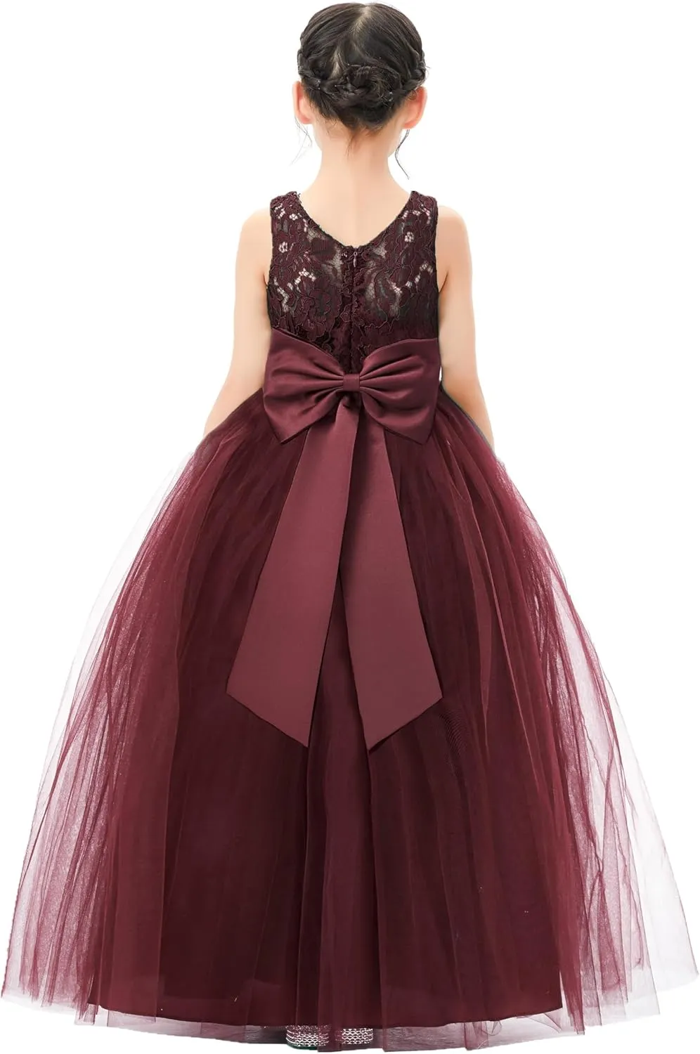 Illusion Lace Flower Girl Dresses for Pageant Occasions Junior Bridesmaid 331