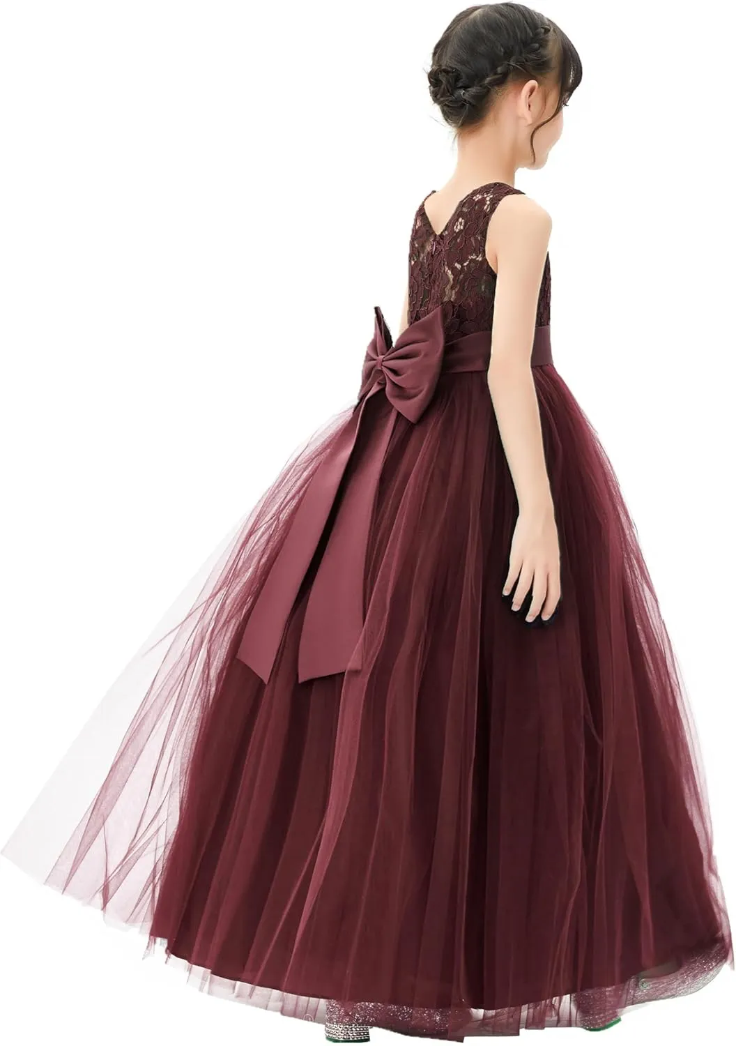 Illusion Lace Flower Girl Dresses for Pageant Occasions Junior Bridesmaid 331