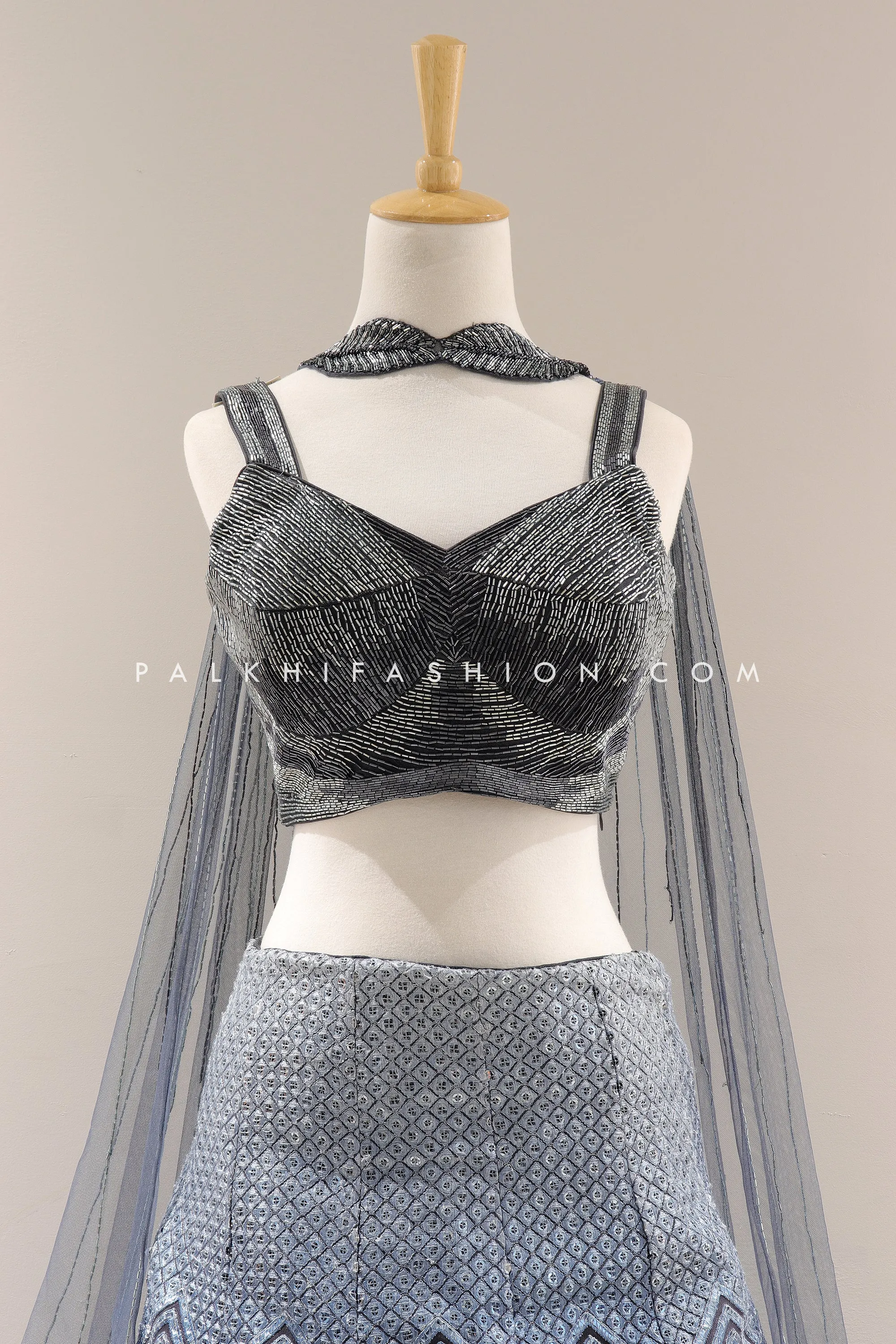 Imperial Charm: Exclusive Indian Designer Lehenga Choli In Blue Hue