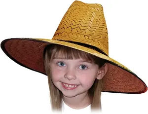 Kids Double Weaved Hard Shell Shade Hat Wide Brim Fit Boys and Girls Straw Hat Kids Life Guard Hat Beige