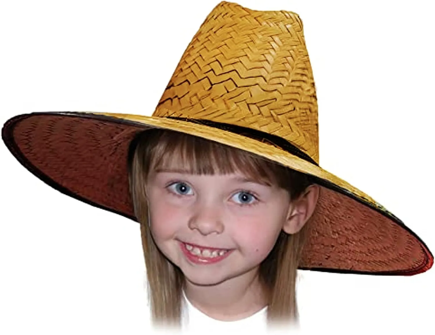 Kids Double Weaved Hard Shell Shade Hat Wide Brim Fit Boys and Girls Straw Hat Kids Life Guard Hat Beige