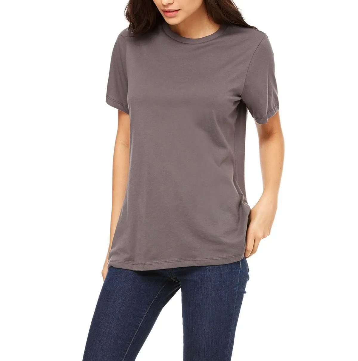 Ladies Relaxed Fit Crew Neck Short Sleeve Cotton T-Shirt