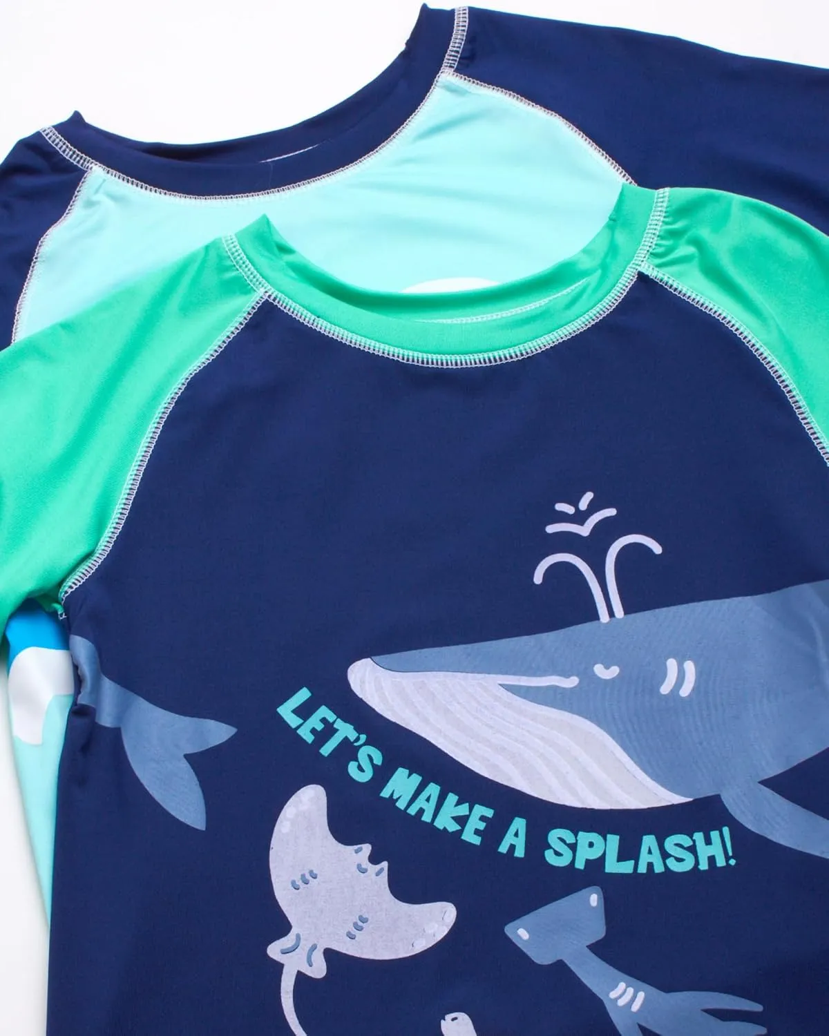 Little Boys Rash Guard Swim Set - 4-Piece Swim Shirt and Bathing Suit Trunks Set (2T-7)
