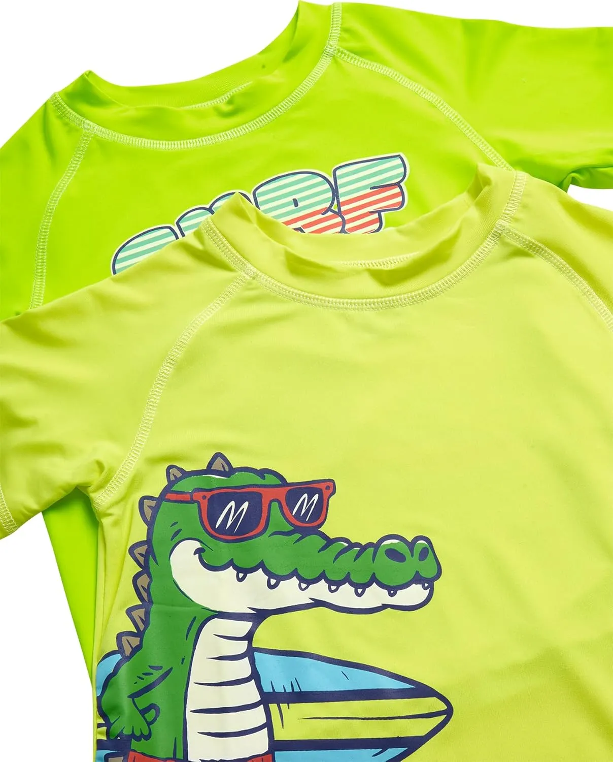 Little Boys Rash Guard Swim Set - 4-Piece Swim Shirt and Bathing Suit Trunks Set (2T-7)