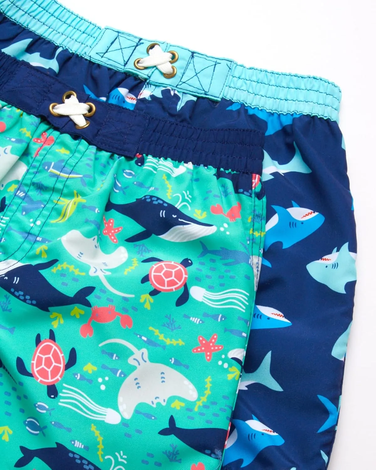 Little Boys Rash Guard Swim Set - 4-Piece Swim Shirt and Bathing Suit Trunks Set (2T-7)