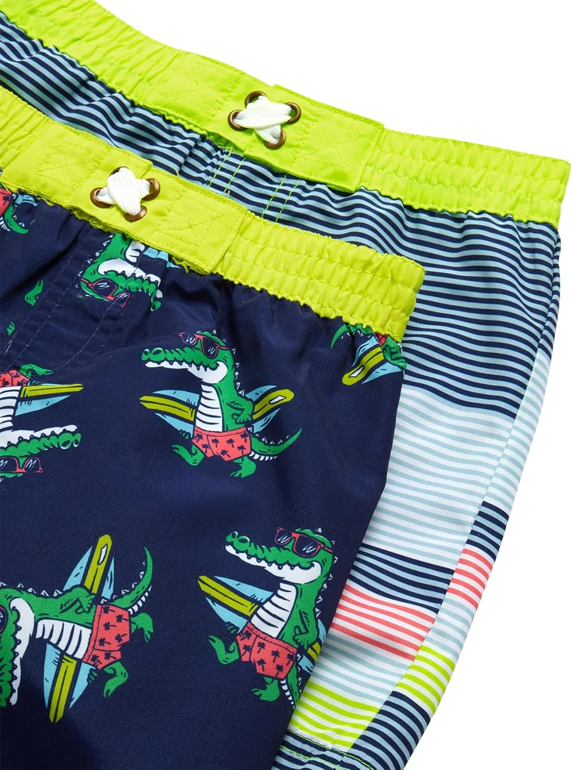 Little Boys Rash Guard Swim Set - 4-Piece Swim Shirt and Bathing Suit Trunks Set (2T-7)
