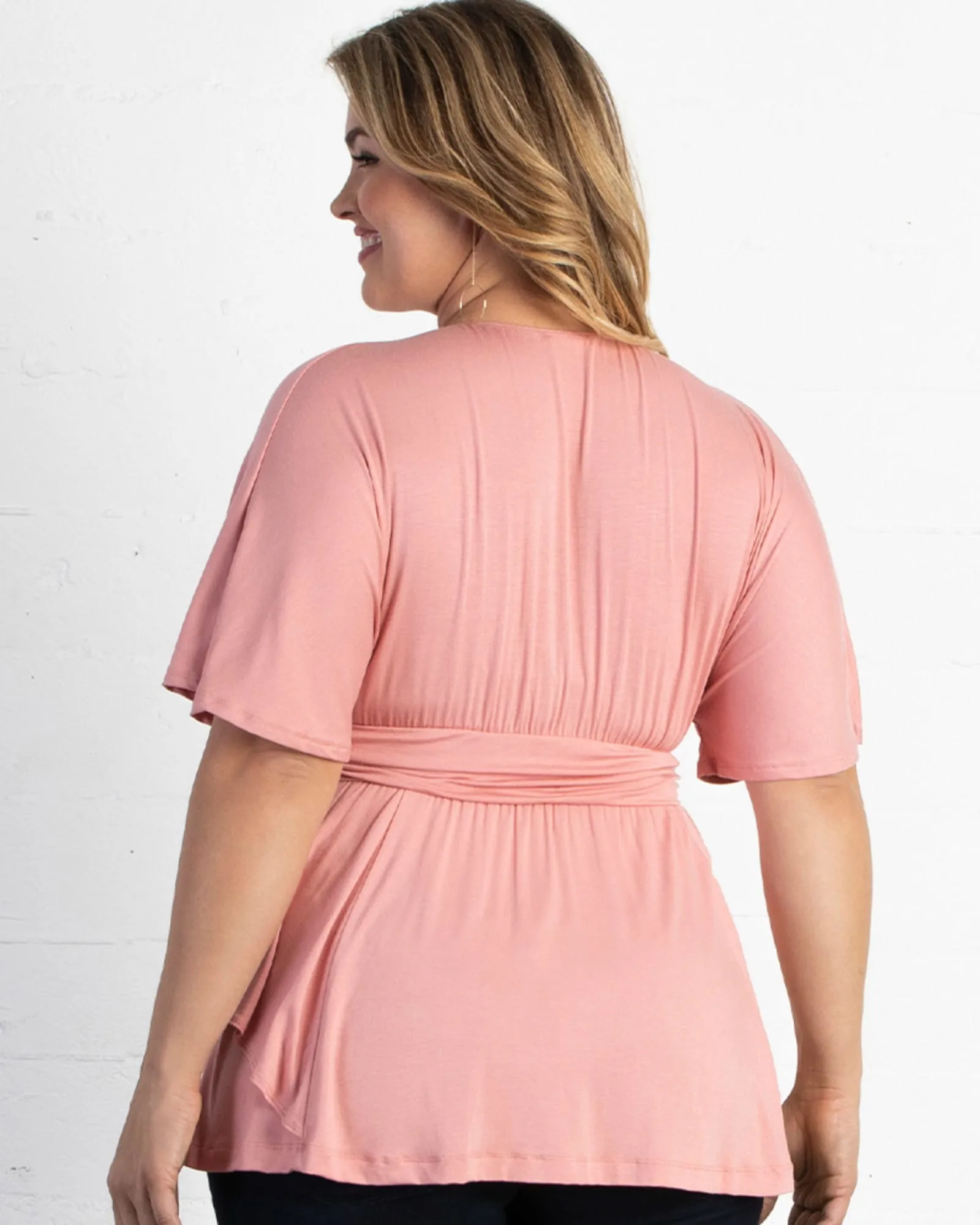 Marcy Wrap Peplum Top | PINK PETAL