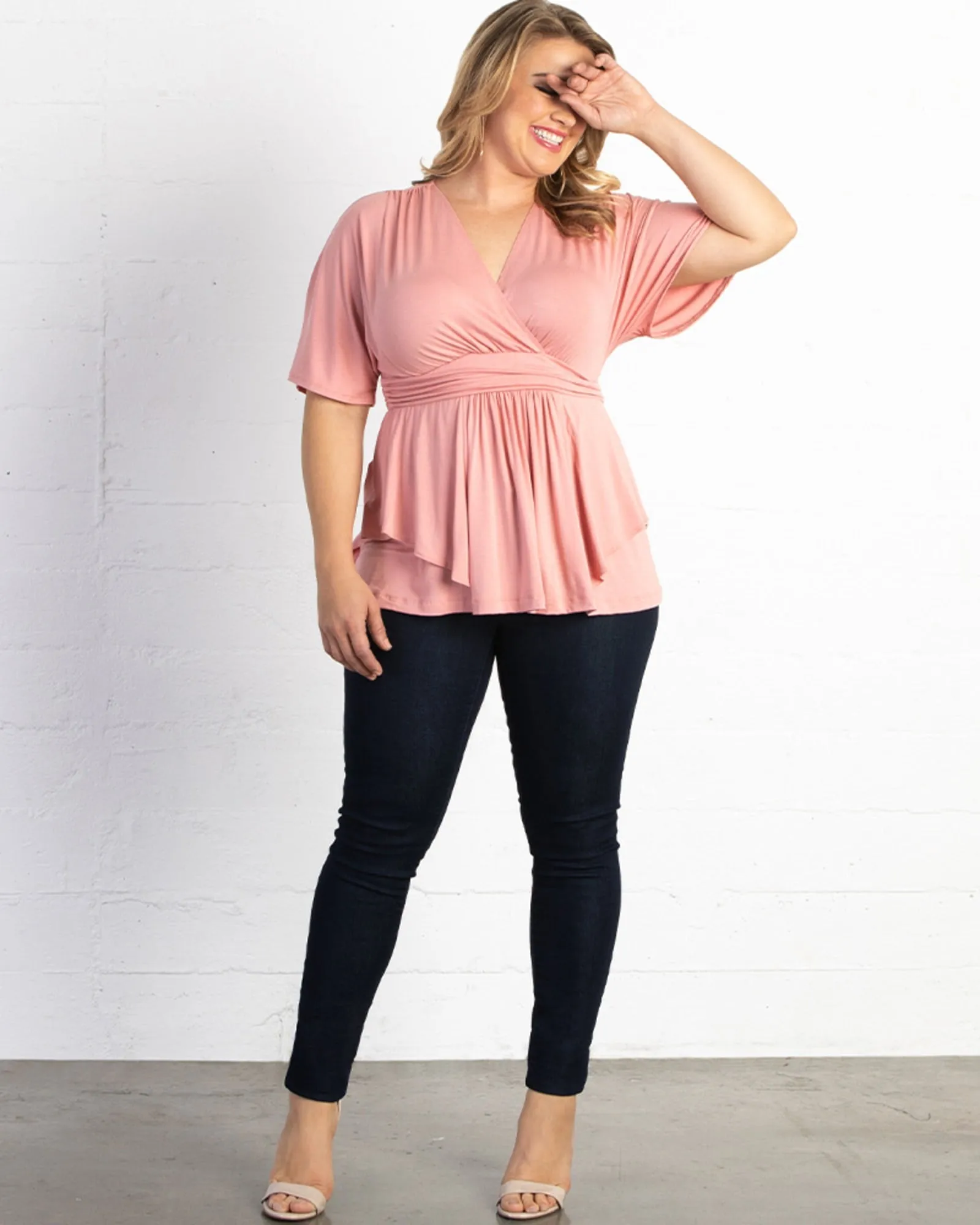 Marcy Wrap Peplum Top | PINK PETAL