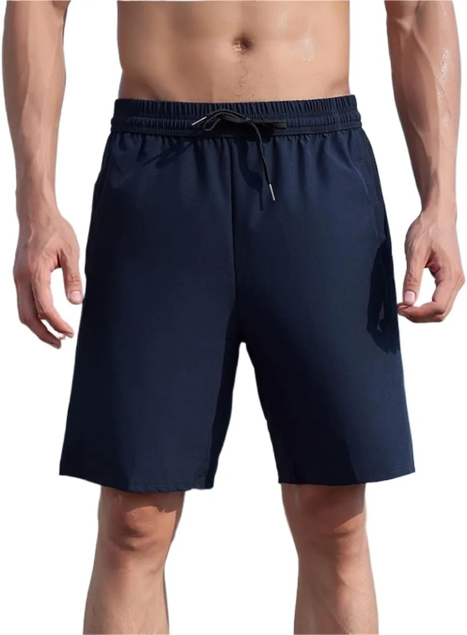Men's 5-Inch Quick-Dry Workout Shorts - Lightweight Gym Running Shorts with Pockets, Moisture Wickin Shorts with Phone Pocket(Black,Medium)