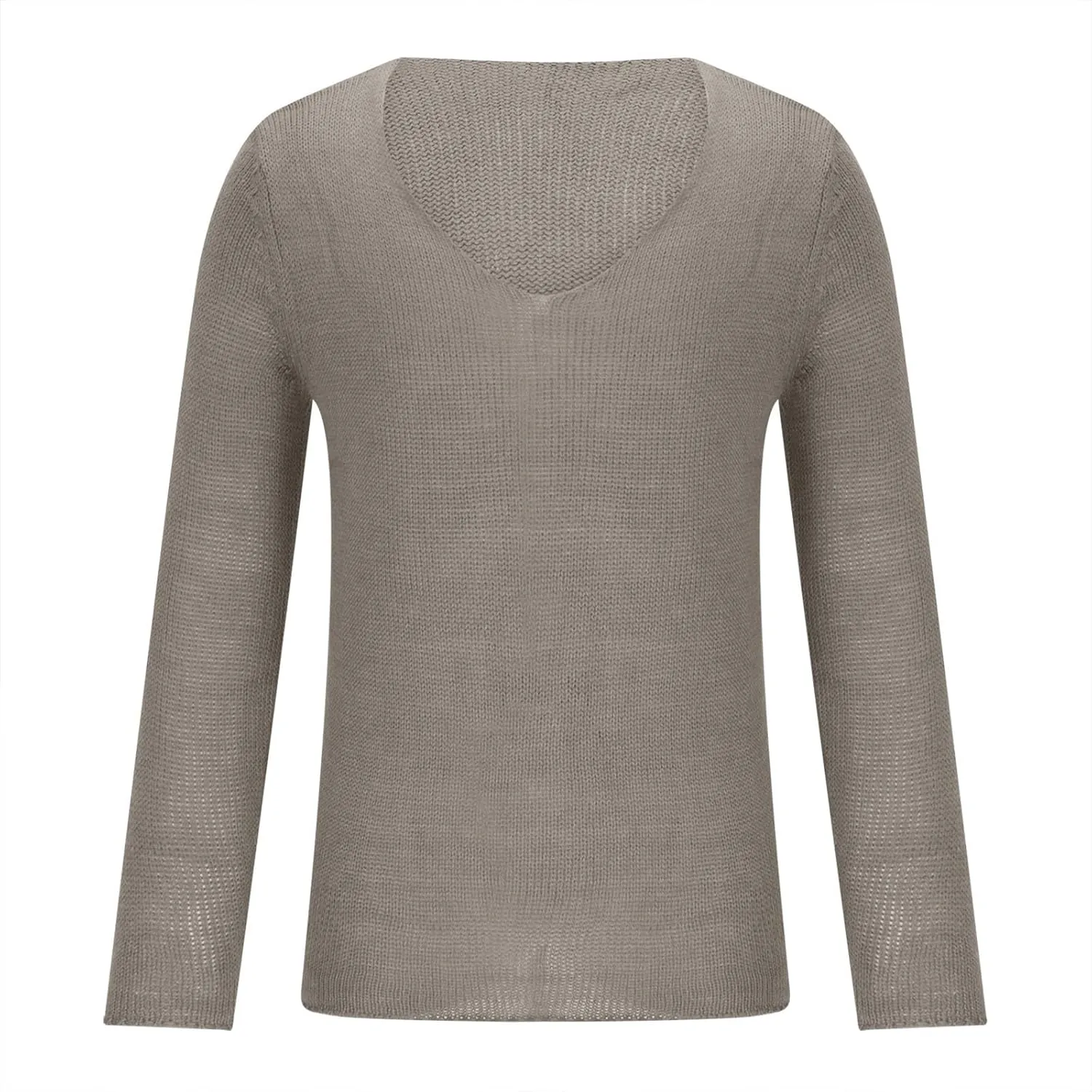Mens Deep V Neck Sweater Slim Fit Lightweight Knitted Pullover Stylish Sweater Muscle Long Sleeve Low Cut Vneck Tee