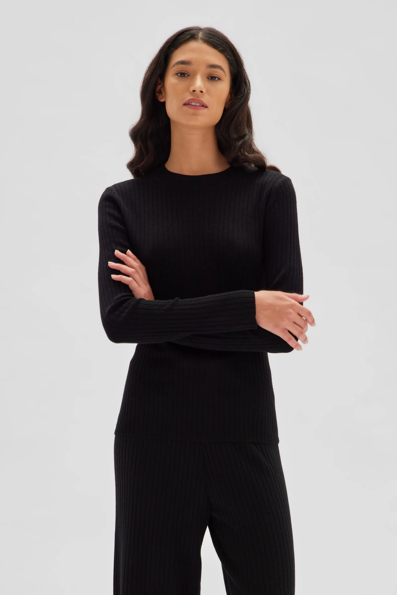 Mia Long Sleeve Knit - Black