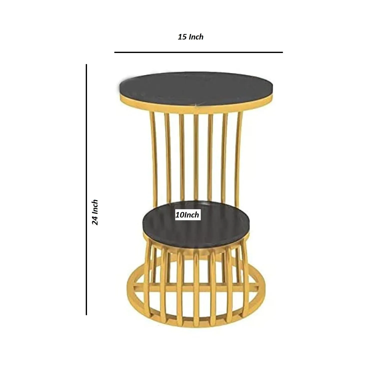 Online Decor Shoppee Round Side Table Golden Iron Modern Side Table Apartment Bedroom, Living Room, Office etc. (Black) (White 1)
