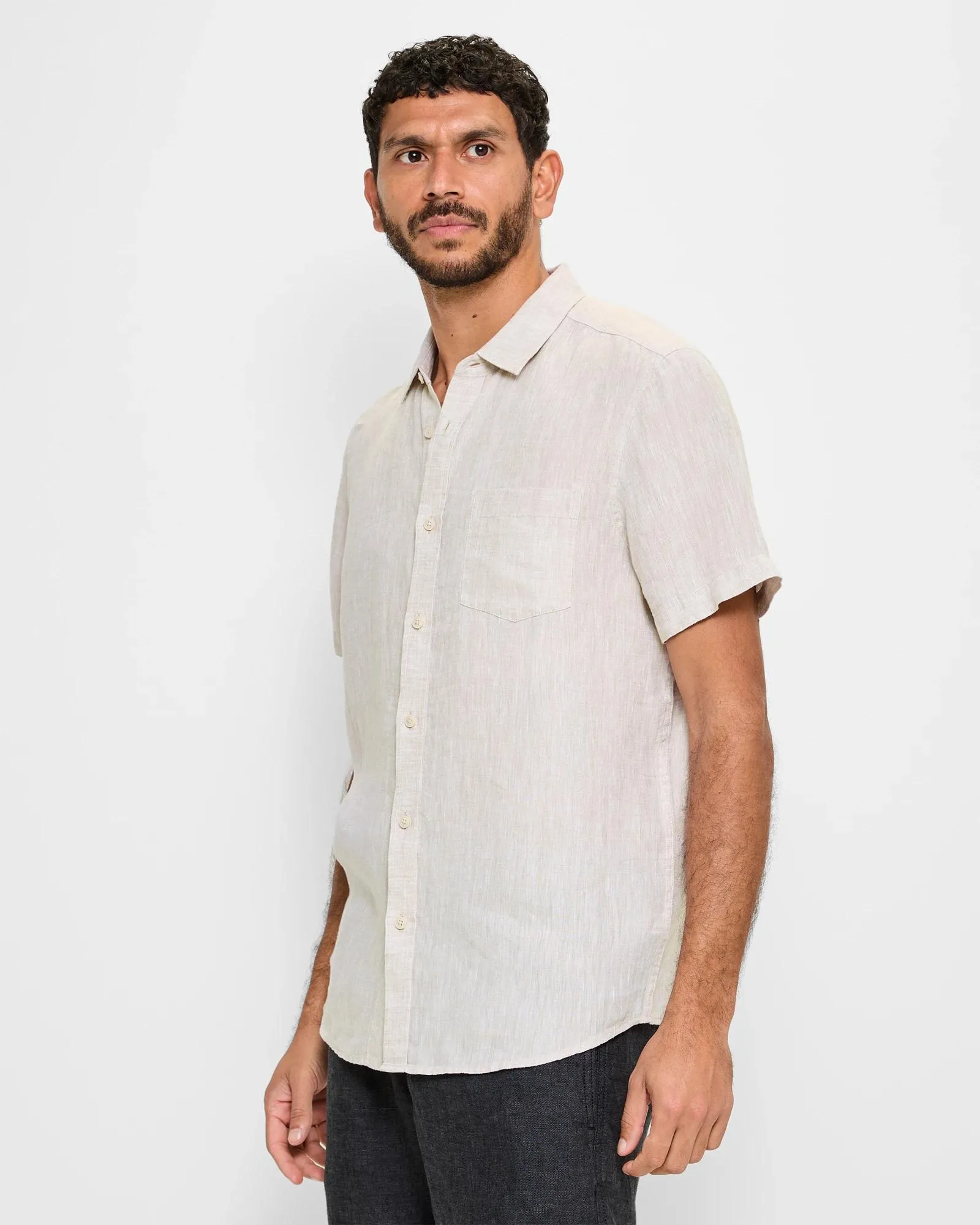 popular  European Linen Shirt - Neutral