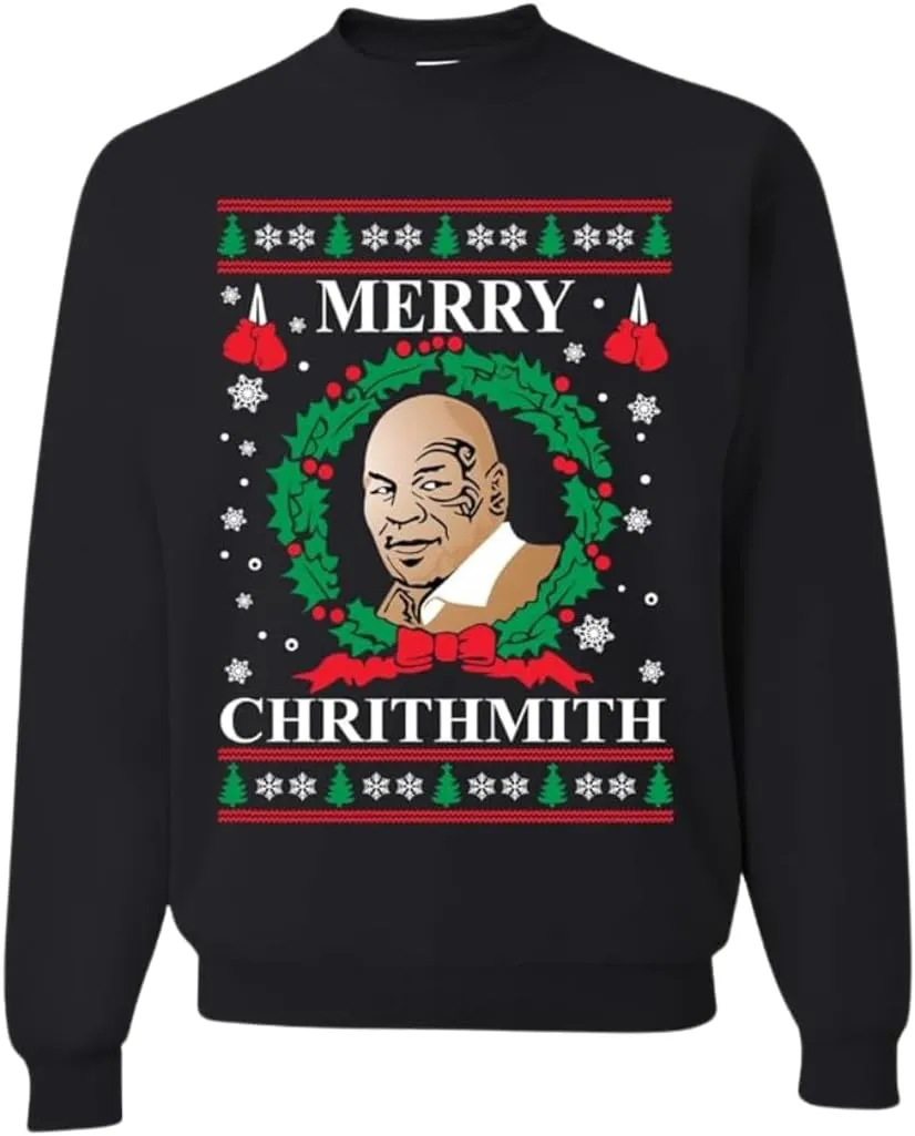 Pure Essence Merry Mike Tyson Ugly Christmas Sweater Unisex Crewneck Graphic Sweatshirt