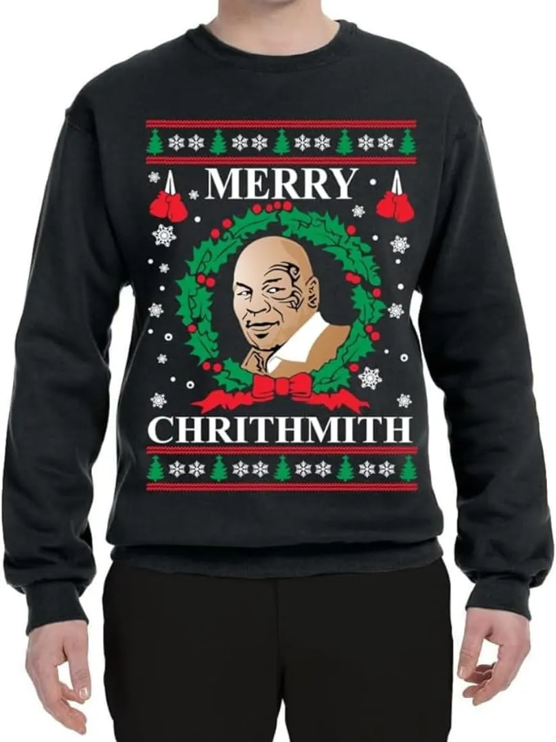 Pure Essence Merry Mike Tyson Ugly Christmas Sweater Unisex Crewneck Graphic Sweatshirt