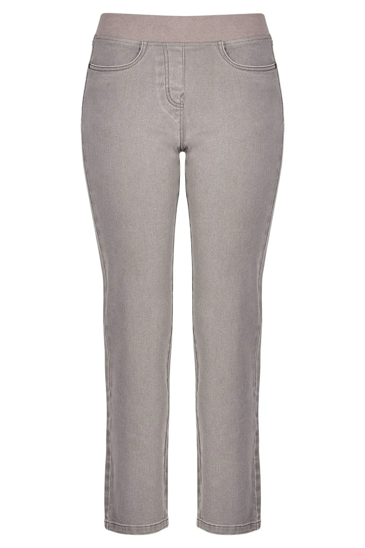 Ribbed Waist Pull On Jeans
