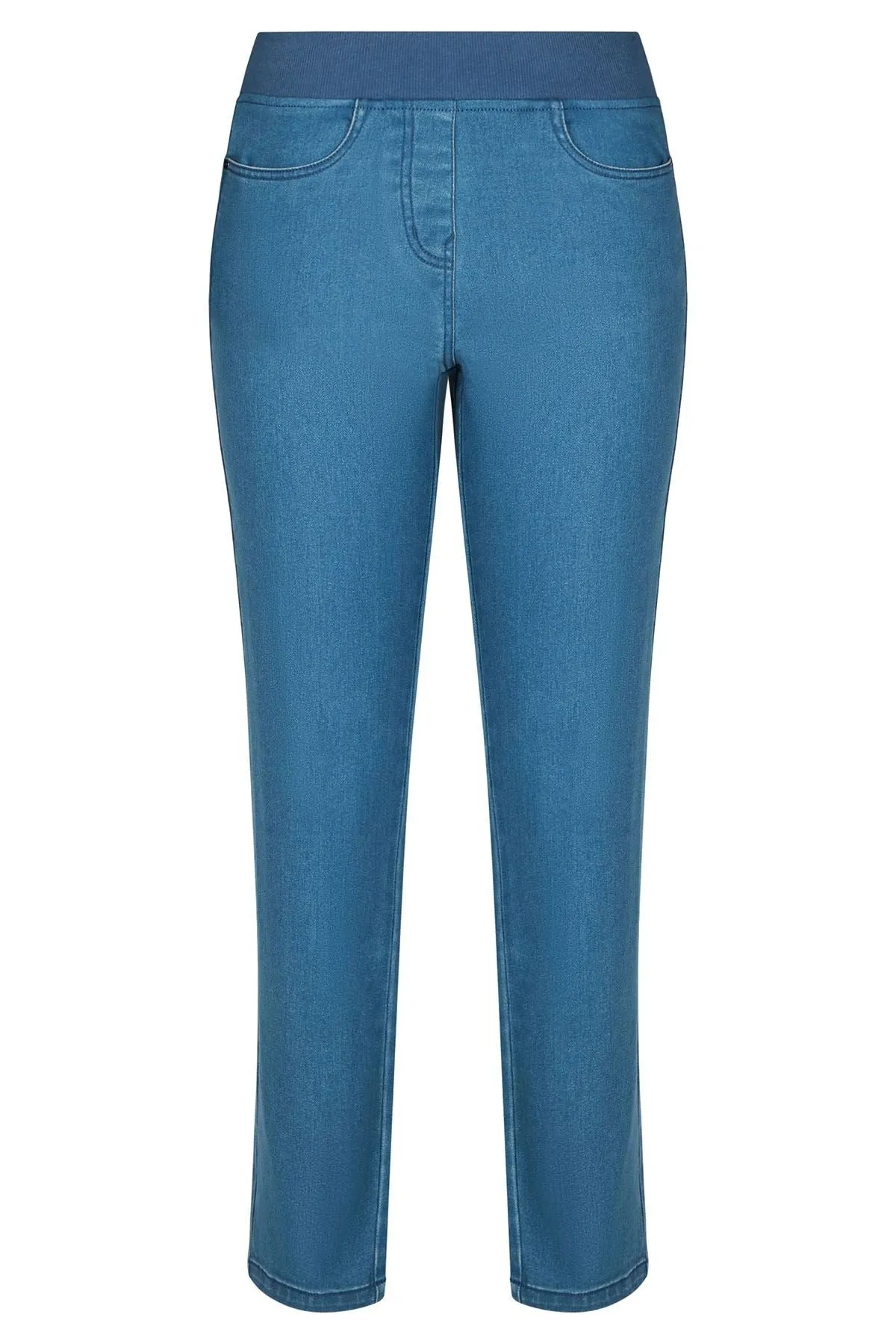 Ribbed Waist Pull On Jeans
