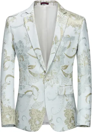 Rogers & Morris Blazer for Men Casual Slim fit Suit Jacket Dress Party Floral Men's Sport Coat Chaqueta de Traje para Hombre