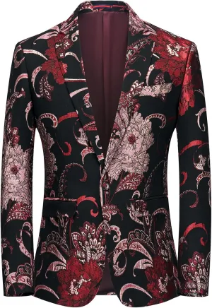 Rogers & Morris Blazer for Men Casual Slim fit Suit Jacket Dress Party Floral Men's Sport Coat Chaqueta de Traje para Hombre