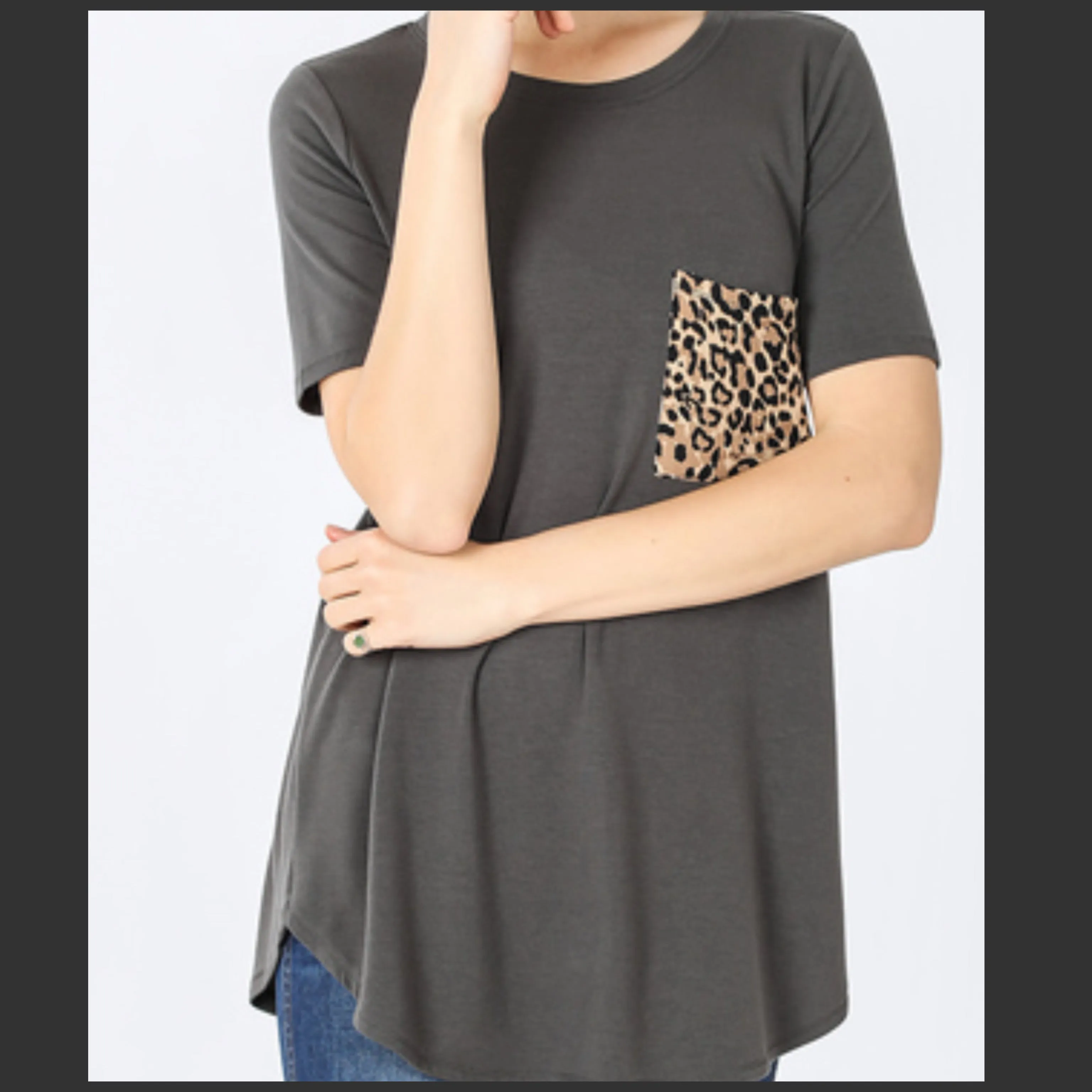 Tickle  Me Wild Leopard Pocket Tee Plus