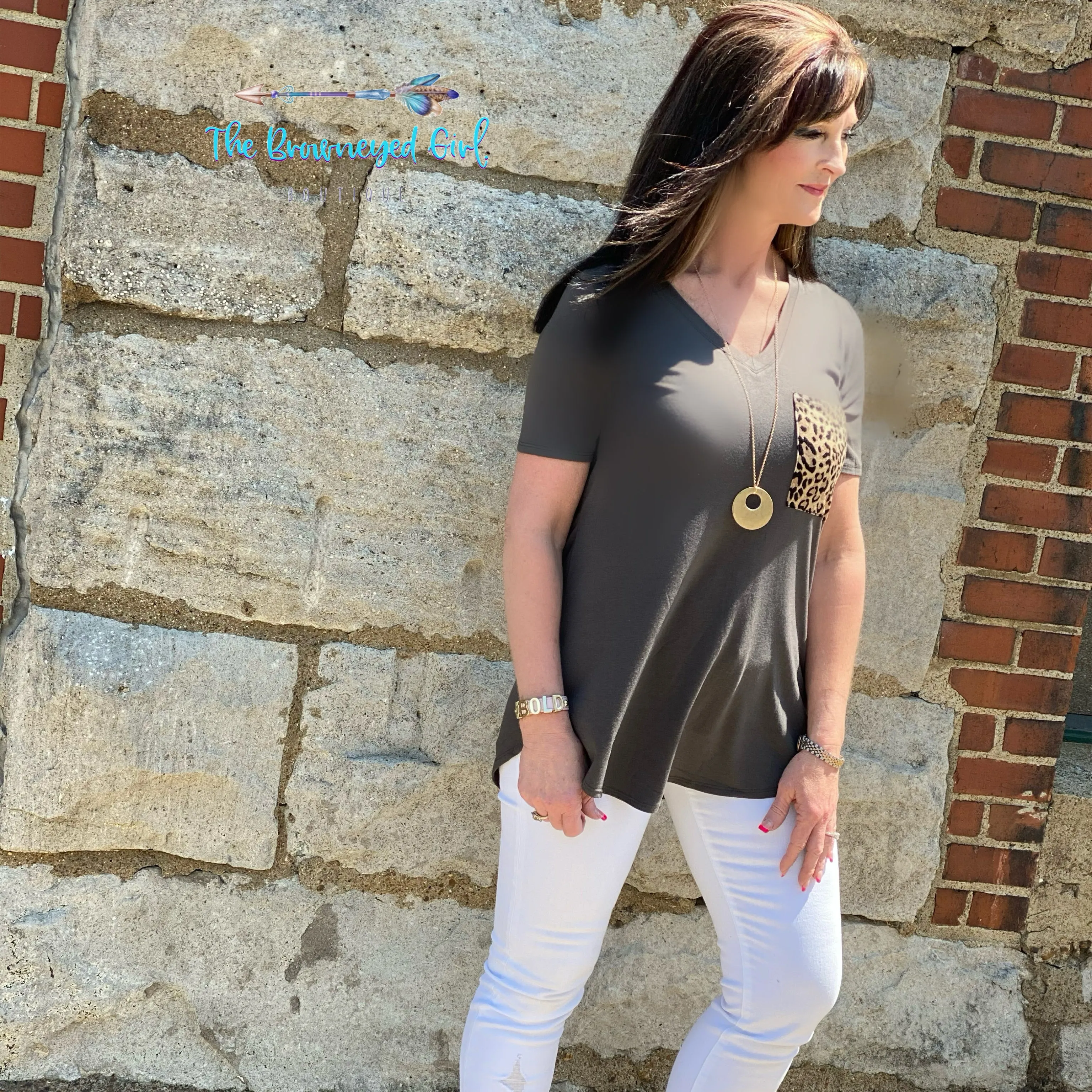 Tickle  Me Wild Leopard Pocket Tee Plus