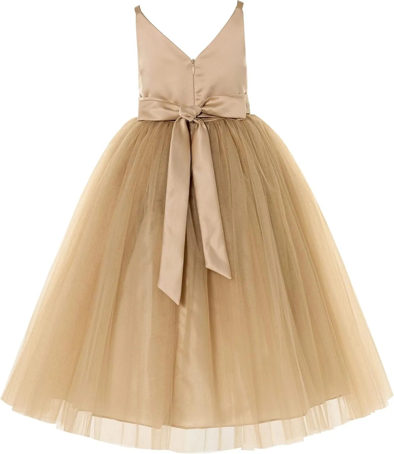 V-Neck Tulle Flower Girl Dresses for Wedding Toddler Junior Bridesmaid 218