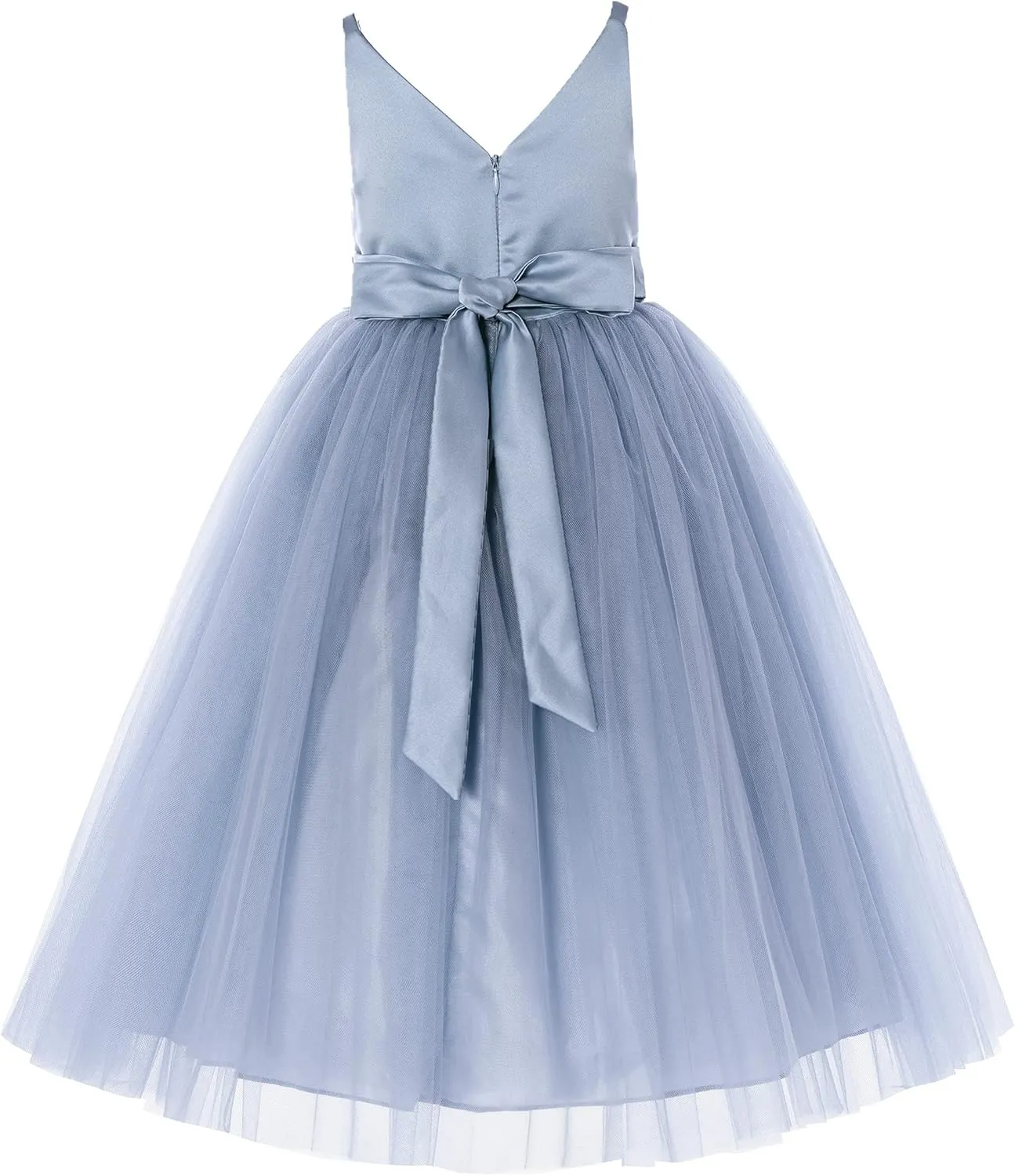 V-Neck Tulle Flower Girl Dresses for Wedding Toddler Junior Bridesmaid 218