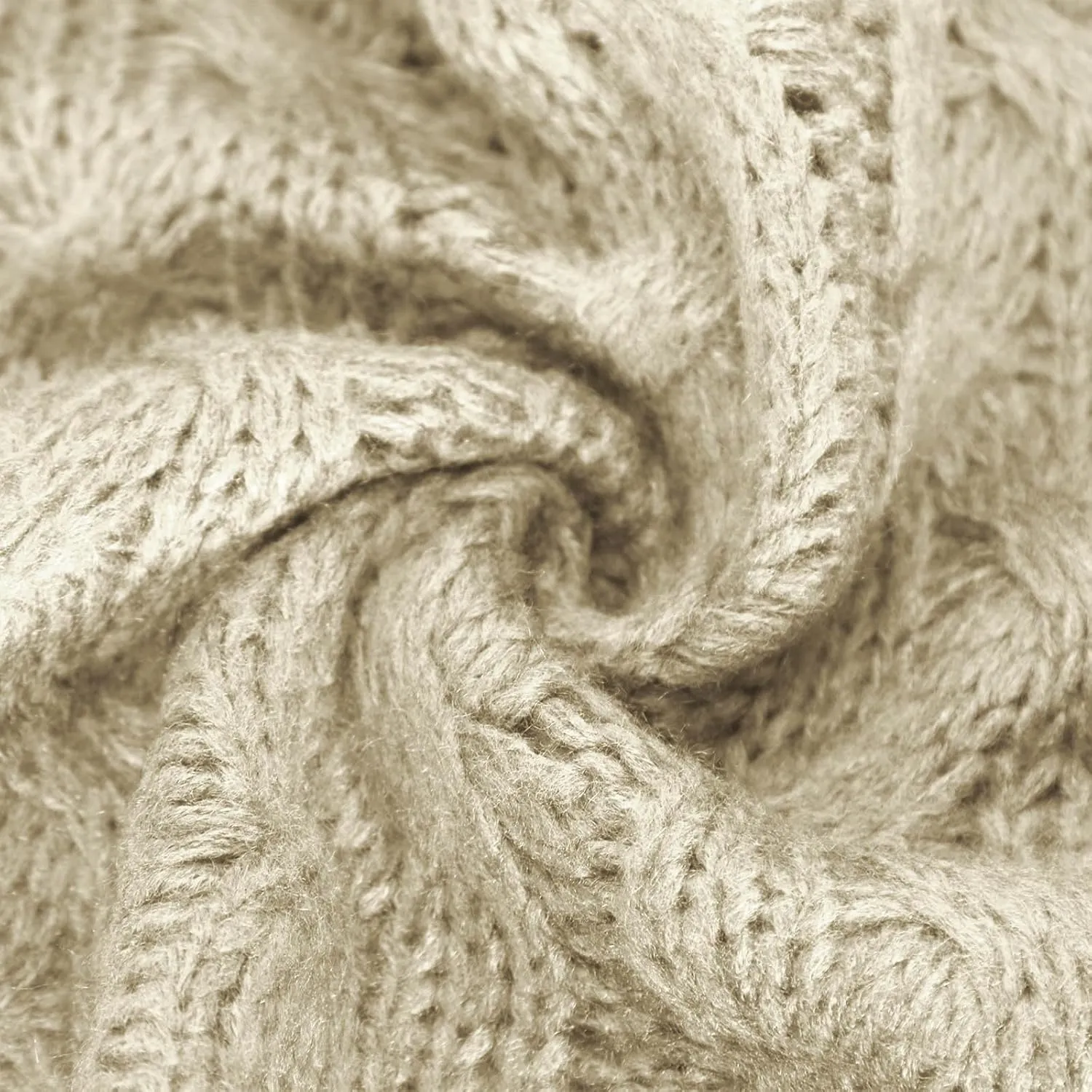 Women Chunky Cable Knit Hooded Sweater, Solid Color V-Neck Casual Pullover Long Sleeve Oversized Comfy Sweaters Top