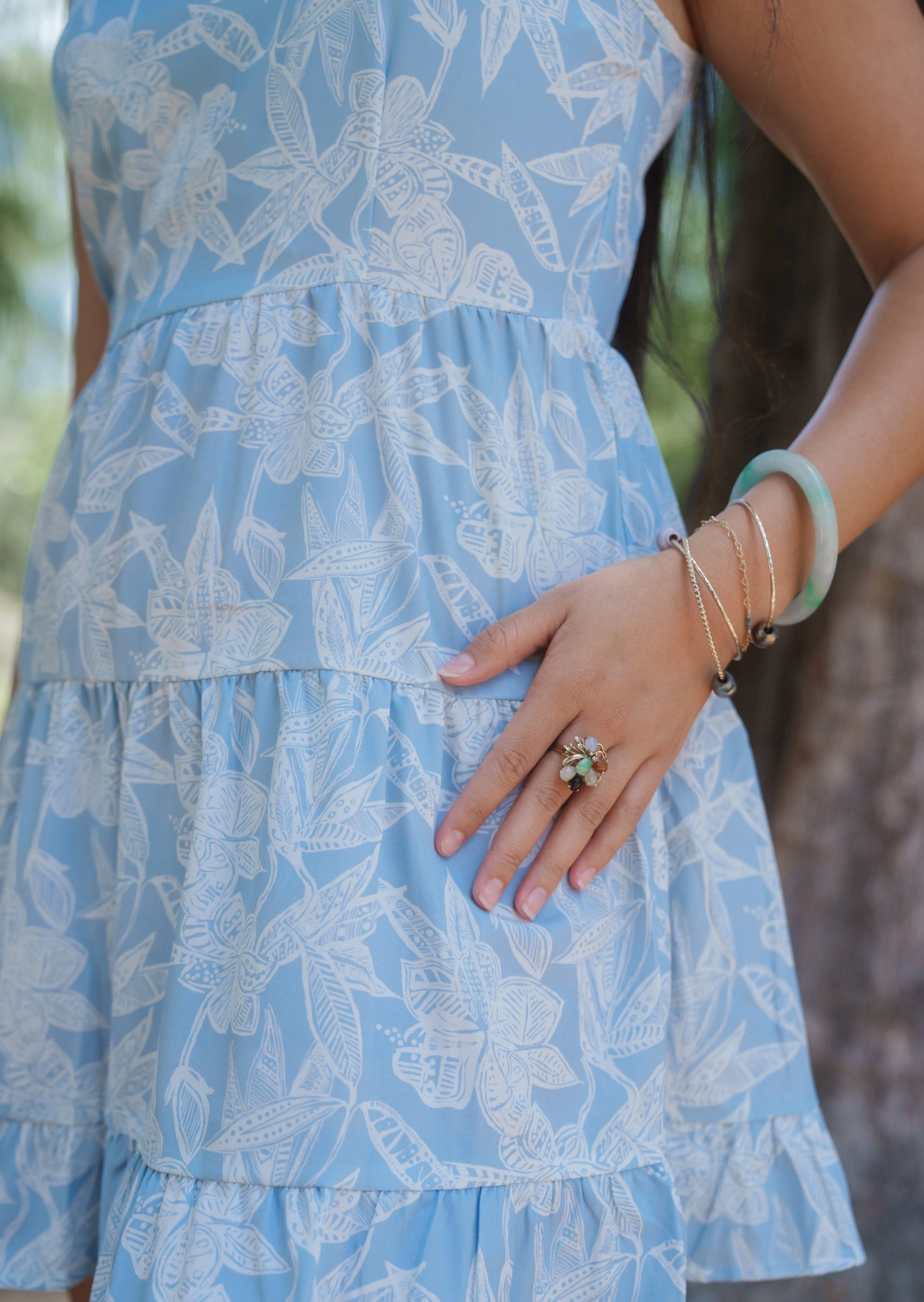 WOMEN'S BLUE FLORAL FLOWY DRESS