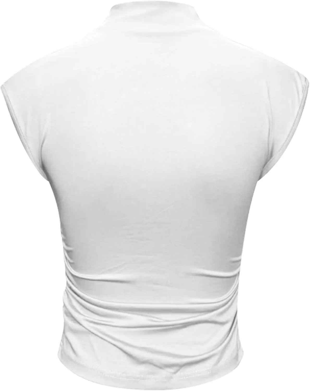 Women's Summer Semi High Neck Solid Color Slim Fit Sleeveless Girl Style Vest Sleeveless Shirts for Women