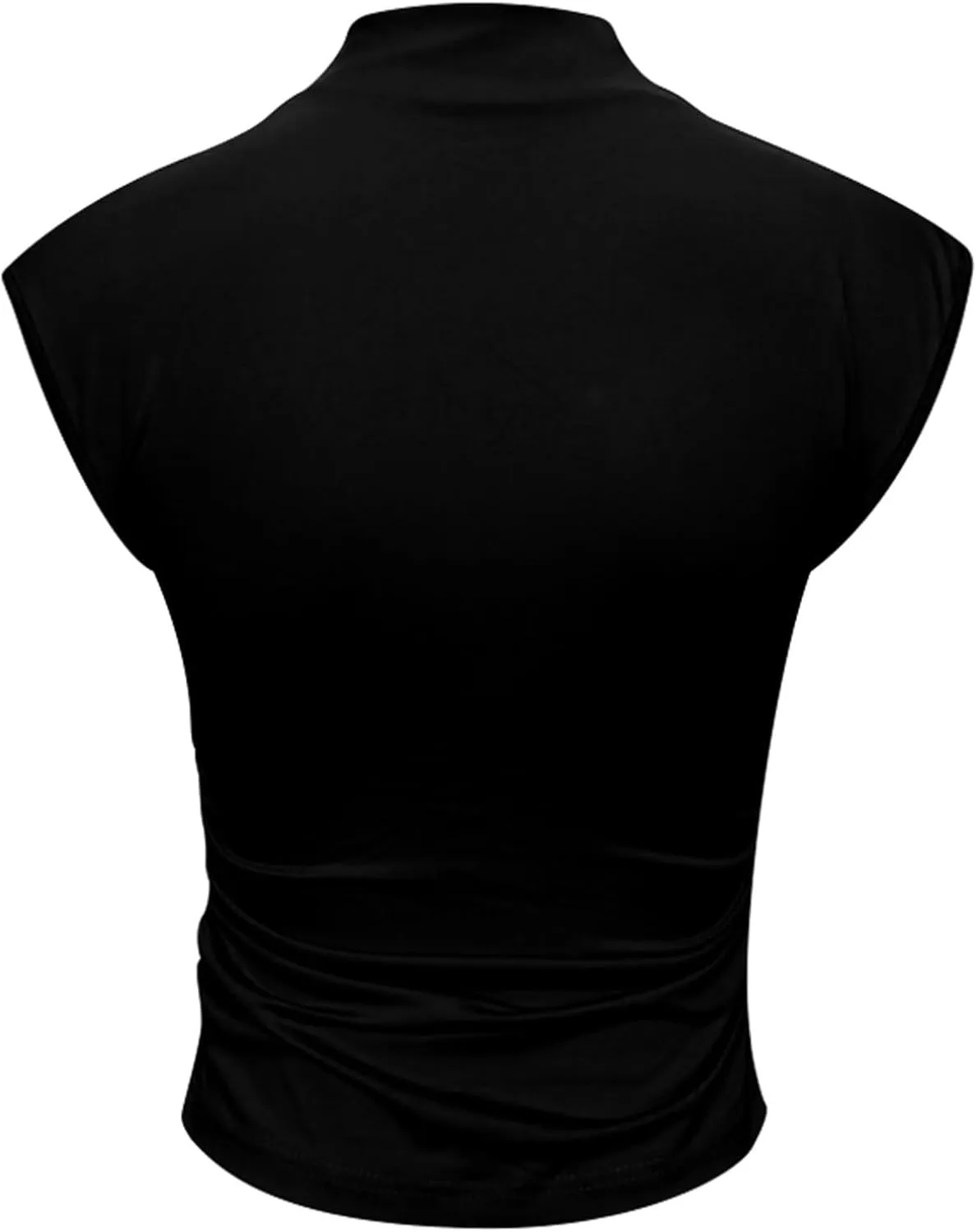 Women's Summer Semi High Neck Solid Color Slim Fit Sleeveless Girl Style Vest Sleeveless Shirts for Women