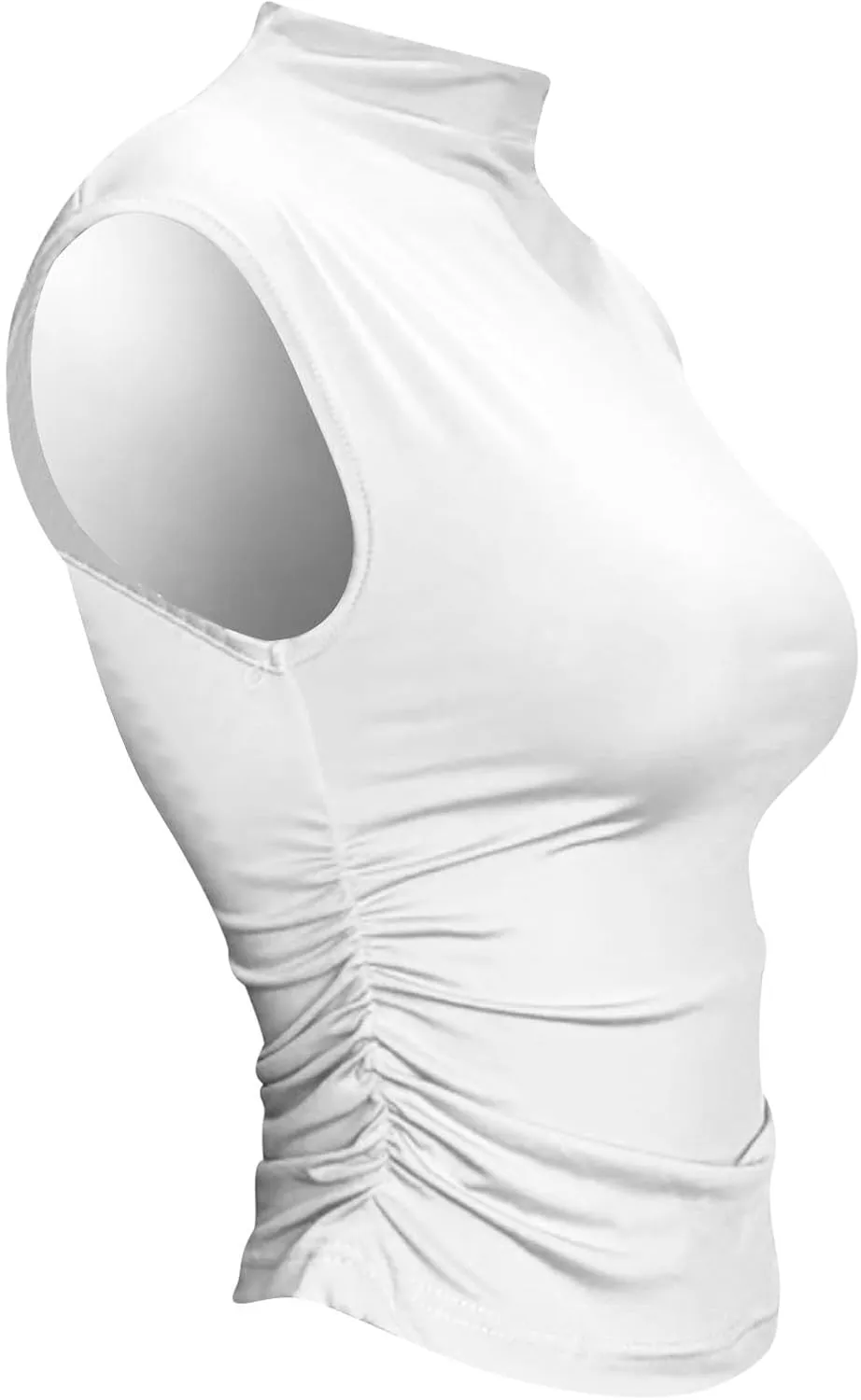 Women's Summer Semi High Neck Solid Color Slim Fit Sleeveless Girl Style Vest Sleeveless Shirts for Women