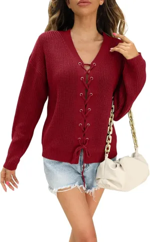 Womens Sweaters Trendy Hollow Out Long Sleeve Pullover Tops Casual Loose Crewneck Knit Solid Jumper Tops Plus Size