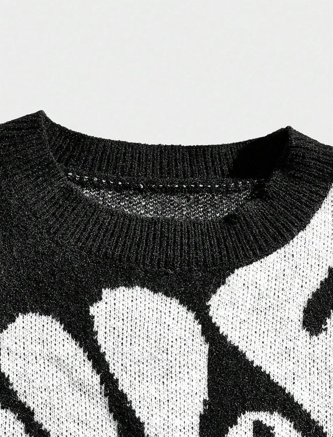 ZAFUL Men's Oversized Sweater Long Sleeve Crewneck Y2K Graphic Color Block Casual Knitted Pullover Sweater